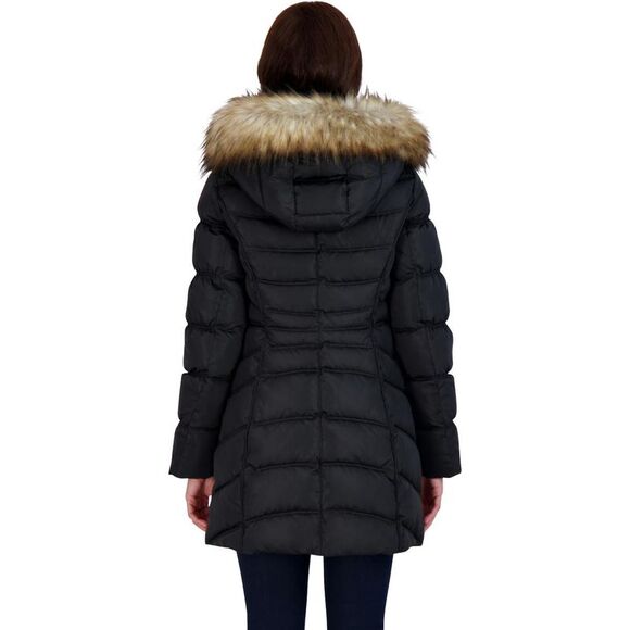 Laundry by Shelli Segal Women’s Quilted Faux Fur Trim Mid-Length Puffer Coat NWT - Picture 5 of 5